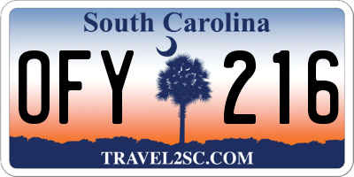 SC license plate OFY216
