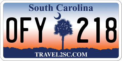 SC license plate OFY218