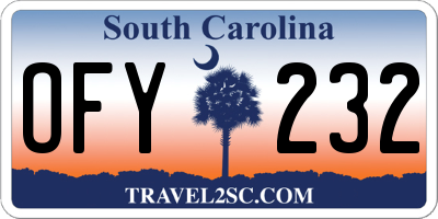 SC license plate OFY232