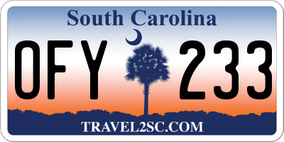 SC license plate OFY233