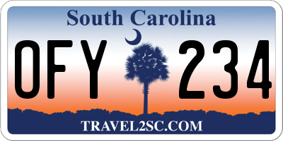 SC license plate OFY234