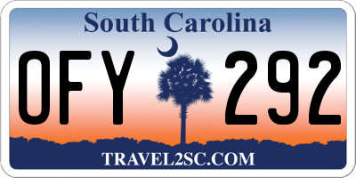 SC license plate OFY292