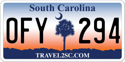 SC license plate OFY294