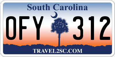 SC license plate OFY312