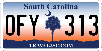 SC license plate OFY313