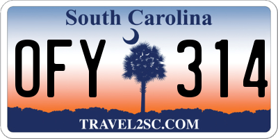 SC license plate OFY314