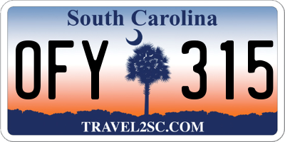 SC license plate OFY315