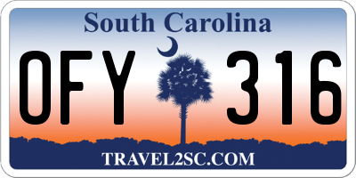 SC license plate OFY316