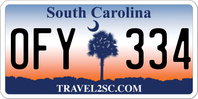 SC license plate OFY334