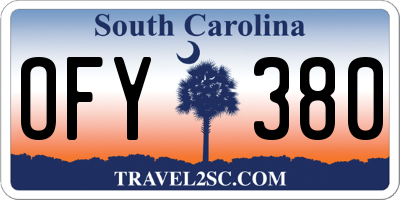 SC license plate OFY380