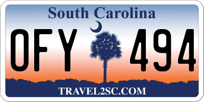 SC license plate OFY494
