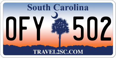 SC license plate OFY502