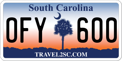 SC license plate OFY600