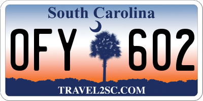 SC license plate OFY602