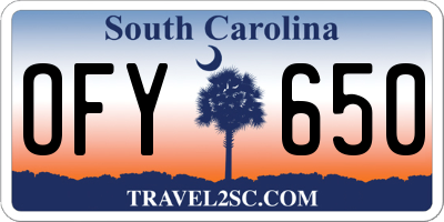 SC license plate OFY650
