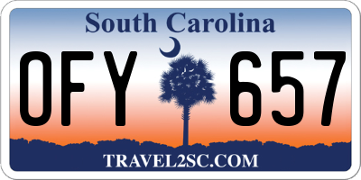 SC license plate OFY657