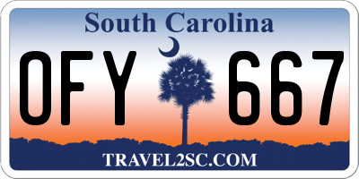 SC license plate OFY667