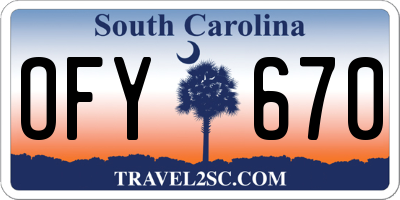 SC license plate OFY670