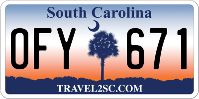 SC license plate OFY671