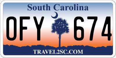 SC license plate OFY674