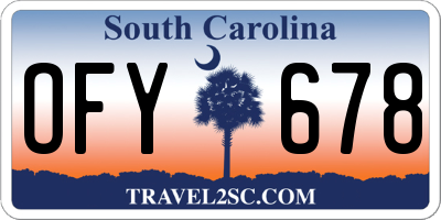 SC license plate OFY678