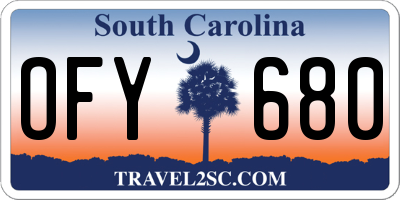 SC license plate OFY680