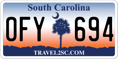 SC license plate OFY694