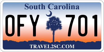 SC license plate OFY701