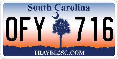 SC license plate OFY716