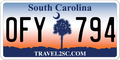SC license plate OFY794