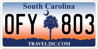 SC license plate OFY803