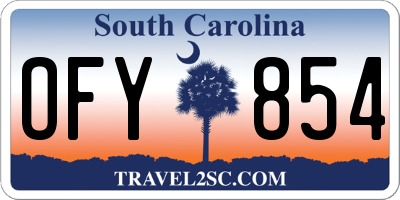 SC license plate OFY854
