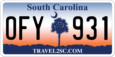 SC license plate OFY931