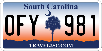SC license plate OFY981