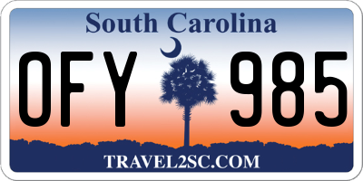 SC license plate OFY985
