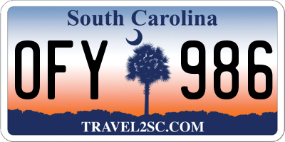 SC license plate OFY986