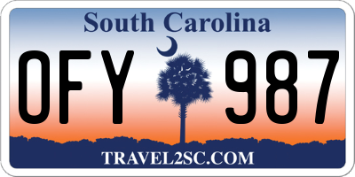 SC license plate OFY987
