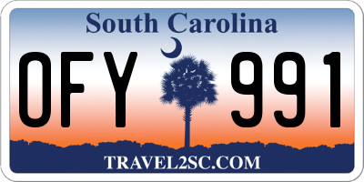 SC license plate OFY991