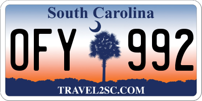 SC license plate OFY992