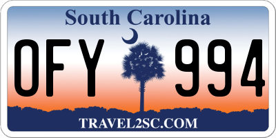 SC license plate OFY994