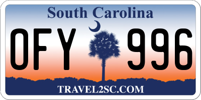 SC license plate OFY996