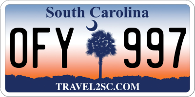 SC license plate OFY997