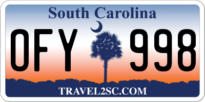 SC license plate OFY998