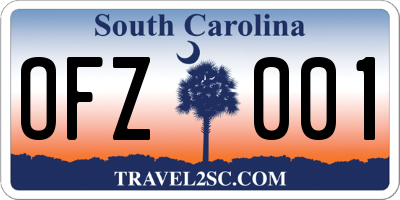 SC license plate OFZ001