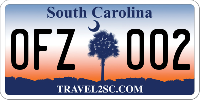 SC license plate OFZ002