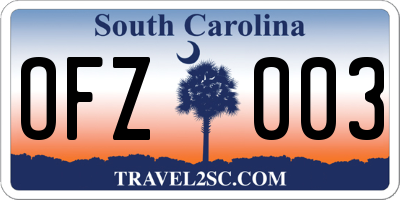 SC license plate OFZ003