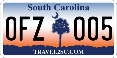 SC license plate OFZ005