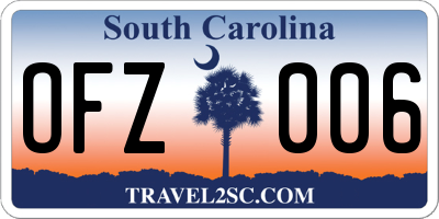 SC license plate OFZ006