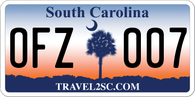 SC license plate OFZ007