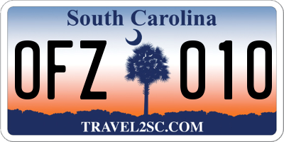 SC license plate OFZ010